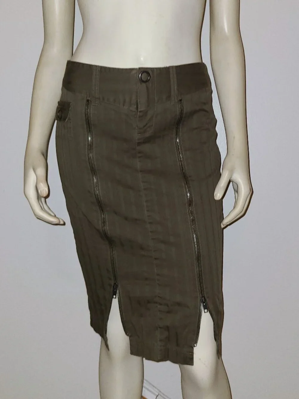 MORBID THREADS Pinstripe Zip Alt Y2K Pencil Skirt, Size 3